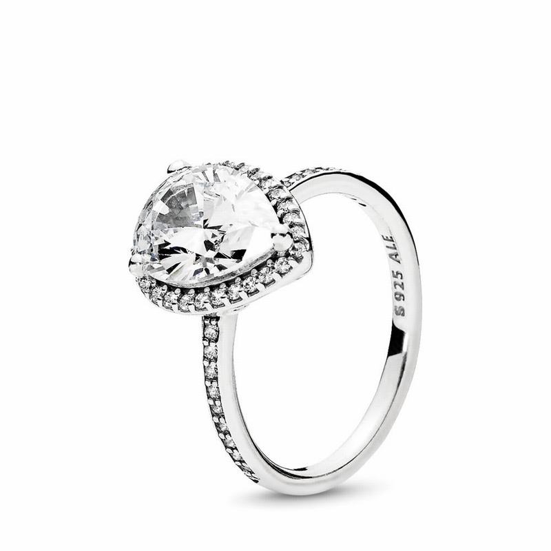 Pandora Sparkling Teardrop Promise Ring Ireland - Sterling Silver/Cubic Zirconia - 835607DYK